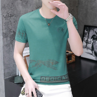 冰丝短袖T恤男2021新款夏季韩版修身青年中年男装半袖潮流上衣服夏天穿的