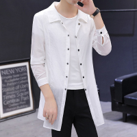 夏季男外套超薄透气防晒衣服休闲帅气薄款披风夹克男装风衣中长潮夏天穿的