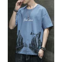 男士冰丝短袖T恤2021夏季新款ins潮流大码半袖宽松潮牌体恤上衣服夏天穿的