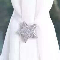 简约磁铁窗帘扣 窗帘挂钩磁性窗帘绑带 窗帘钩 墙钩单价 【五角星 银色】一个价
