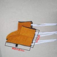 掌柜推荐牛皮电焊护腿护脚　焊工防护脚套烧焊防飞溅劳保脚盖 黄色系带长20厘米护脚盖