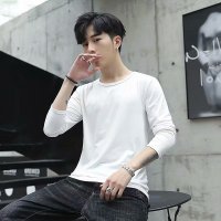 9.9元春夏九块九男装便宜上衣服上班干活穿长袖T恤薄款体恤衫 白色长袖[长] S 75-85斤
