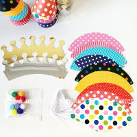 韩版生日帽迷你皇冠帽子宝宝生日派对装扮用品周岁派对装饰 一套 (9个帽子+2个皇冠)