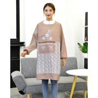 韩版时尚成人护衣罩衣厨房长袖围裙大人反穿衣防水防油工作服 自行车咖啡