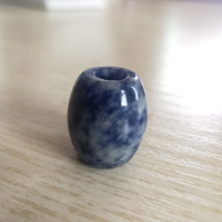 天然石头路路通大桶珠带孔粉晶大孔锁骨珠DIY饰品配件 青花 1个