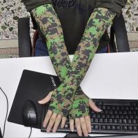 加长防晒袖套户外手臂套袖冰爽袖骑行开车手套袖拇指开洞迷彩 迷彩绿一副(加长半指款) 均码