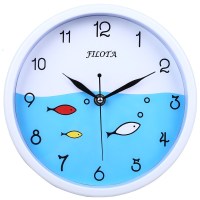 亏本超静音可爱简约卡通挂钟现代时尚客厅卧室幼儿园电子钟表 21厘米白鱼 其他