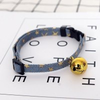 宠物狗狗铃铛项圈猫咪项圈铃铛项链饰品泰迪小型犬可爱猫项圈 浅蓝金铃铛 S小码(适合0到5斤)