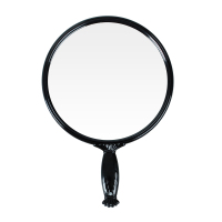 理发店后视镜手持镜子手柄圆镜高清公主镜子美容院手持化妆镜 黑色