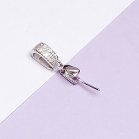 小吊坠扣头玉坠扣纯银镀18K金扣diy翡翠吊坠银扣头项链扣配件 款式1白金色