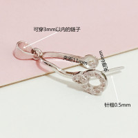 平安扣夹扣S925银扣吊坠扣吊坠扣翡翠玉石水晶中号纯银夹扣头 款式1小号白金色