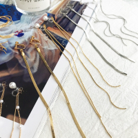 流苏长款耳夹无耳洞女韩国简约潮人冷淡风超仙珍珠链条耳环 透明耳夹珍珠头珍珠链银色