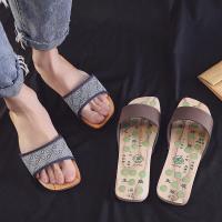 2020 夏季 潮款情侣防滑居家木拖鞋男 无油漆 木屐鞋 平板红梅花 35