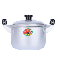 加厚加深老式铝汤锅铝锅家用双耳大铝锅奶锅炖锅拉面锅 18cm高锅-无蒸片-3升