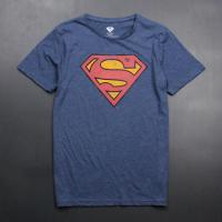 纯棉好货！！超人美国队长舒适宽松休闲大码圆领短袖T恤男装 藏蓝 M(150斤左右或以下）