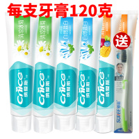 鲜浓果味牙膏盐白/菊花/牙膏6支美白防蛀修护洁白牙齿 盐白2支+鲜果2支+菊花2支送牙刷 120g