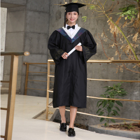 学士服文科学士服学士帽学士服学位服垂布毕业礼服演出服 高端款医科白领/纸板帽/领结 S码90--100斤