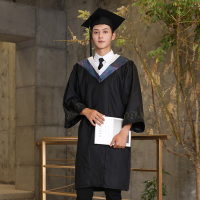 学士服平文聚酯文科帽学位服垂布领结毕业大礼jk制服校裙子衣 高端款医科白领/纸板帽 S码100-110斤