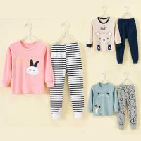 供商超儿童纯棉莱卡棉拉架四季长袖秋衣裤内衣套装 玫红色随机,套装(佳思吉) 100cm