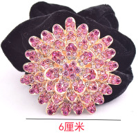 韩版高档盘发水钻绒布圈水晶头饰发饰头花朵饰品发圈发绳热卖 粉红色A款