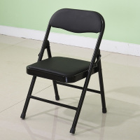 子靠背椅办公培训椅家用椅会议会展椅活动椅棋牌便携椅 黑色皮面全钢儿童折叠椅(26高)
