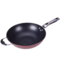 少油烟不粘锅铁锅32cm平底炒锅炒勺炒菜锅电磁炉通用锅具 32cm双把手不带盖子