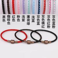 可穿3D硬金硬银饰品皮绳手链转运珠路路通配绳手绳红绳磁铁扣 红色半成品(含扣20厘米)