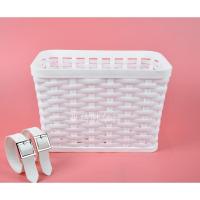 新品 20寸22寸自行车折叠车车篮 塑料编织篮皮带绑车筐方篮 咖啡色