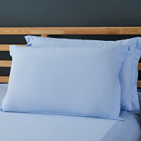 枕套单人纯棉全棉 一对装纯色成人儿童48 74cm枕芯枕头套子 天蓝 48cmX74cm