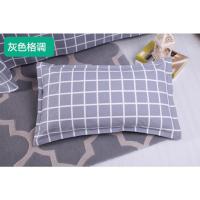 老粗布枕套大号成人一对夏季纯棉加厚简约48cm74cm棉麻枕头套 浅灰色 灰色格调 48cmX74cm