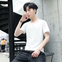 特价区新品9.9元工作九块九便宜男装圆领韩版T恤短袖9块10元 纯白短T M