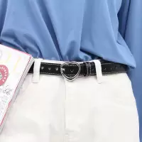 镂空皮带女学生爱心扣简约百搭时尚个性网红款牛仔裤腰带女ins风 A55黑色