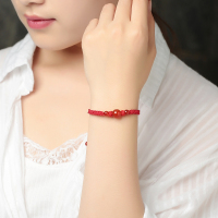 天然玛瑙红绳手链女士情侣款学生男日韩版转运珠编织饰品礼物手串 红玛瑙