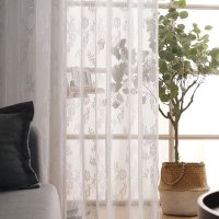 韩式白纱窗帘蕾丝布料魔术贴清仓特价成品客厅飘窗白色纱帘窗纱 不加工[定制改价] 一米不加工[1.47宽两侧波浪边]