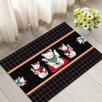 特价版家用地毯地垫门垫脚垫卧室浴室防滑垫吸水进门厨房玄关门口 格子猫咪 40*60厘米