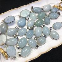 天然海蓝宝包边镶嵌吊坠 镀银包边 特价处理 颜色随机发货 随机发货