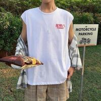 夏季欧美背心男ins学生个性帅气无袖T恤日系潮牌坎肩马甲健身球服 星期八背心白色 2XL