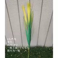 大把束仿真芦苇草狗尾干花假花婚庆花客厅免邮绿植落地装饰摆件 2头芦苇黄色