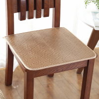 薄款清凉凉席坐垫椅子垫冰丝办公室学生冰藤椅垫子汽车座垫餐椅垫 冰藤咖啡色 40X40cm带绑带