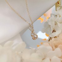 蝴蝶结珍珠项链[锁骨链]女简约气质吊坠学生森系甜美温柔颈链潮 灰色