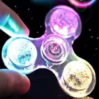 透明水晶塑料三叶指尖陀螺发光炫彩多种图案变化小学生 手指陀螺 透明水晶灯