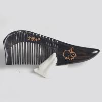 天然黑牛角梳子女头部经络按摩梳大齿防头皮静电宽细齿男家用木梳 黑牛角梳 14cm左右 送精油 (备注生肖)