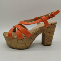 品牌撤柜春季女单鞋特价凉鞋时尚坡跟水台厚底休闲鞋 浅桔色336 跟高10厘米 36