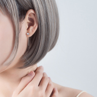 [特价]s925纯银流苏黑色耳线女短款气质简约耳钉显脸瘦耳环耳饰 纯银紫色一对