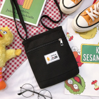 装手机的帆布小包包女新款2020学生韩版简约百搭单肩布袋子斜挎包 黑色