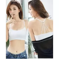 大码美背内衣女无钢圈学生聚拢吊带背心抹胸裹胸文胸胖mm网红 降落伞白色（1件装） 均码（80~135斤）