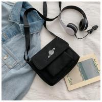 韩国ins帆布包女学生斜挎包日系原宿风星球手提大容量百搭单肩包 黑色