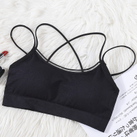 女孩内衣发育期文胸运动小背心12-13-15岁初中高中学生中大童少女 黑色 均码(75-125斤可穿)