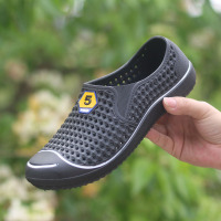 夏季新款韩版洞洞鞋镂空男士个性包头学生凉鞋潮流沙滩鞋防滑百搭 黑色 40适合平时39