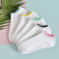 5双10双装袜子女短袜夏季棉袜韩国浅口可爱薄款低帮学生袜船袜潮 彩边5双 均码